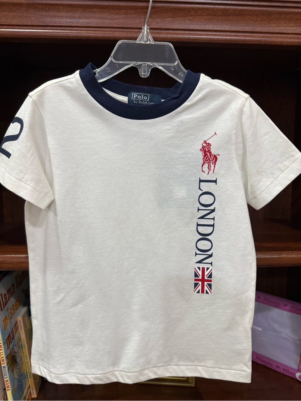 Ralph Lauren White Short-Sleeve London Graphic Tee with Navy Trim